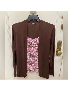 Elementz Brown Animal Print Cardigan Sweater Size 2X